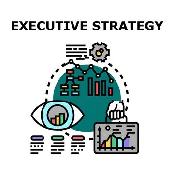 Executive strategy planning and business progress development Stock Illustration