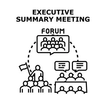 Executive summary meeting forum with diverse participants Stock Illustration