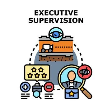 Executive supervision process managing business development evaluation Stock Illustration