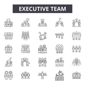 Executive team line icons for web and mobile design. Editable stroke signs Stock Illustration