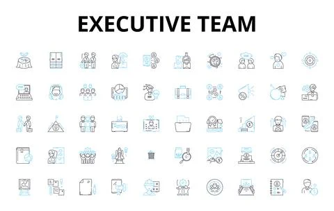 Executive team linear icons set. Leadership, Decision-making, Vision, Strategy 스톡 일러스트