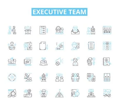Executive team linear icons set. Leadership, Decision-making, Vision, Strategy 스톡 일러스트
