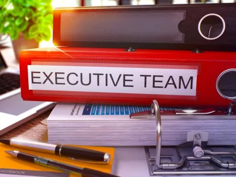 Executive Team on Red Office Folder. Toned Image Stock Illustration