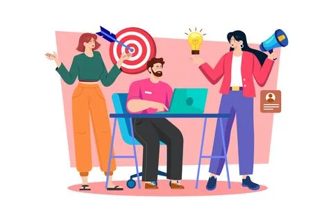 Executive team setting long-term goals for the company. Stock Illustration