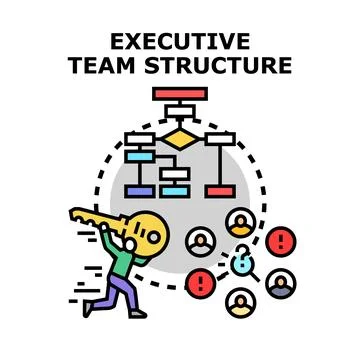 Executive team structure and problem solving key concept Stock Illustration