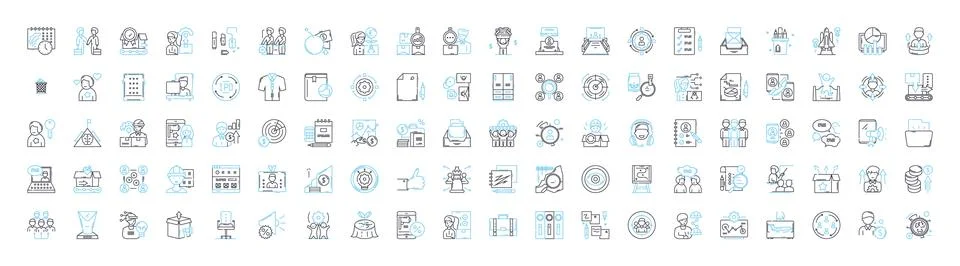Executive team vector line icons set. Executive, Team, Leaders, Executives Stock Illustration
