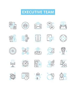 Executive team vector line icons set. Executive, Team, Leaders, Executives Stock Illustration