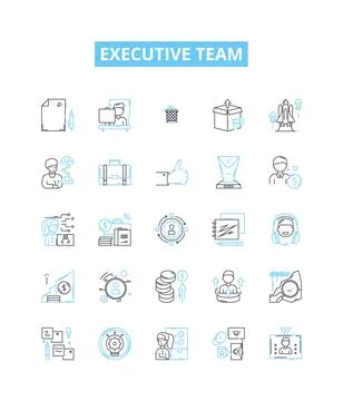 Executive team vector line icons set. Executive, Team, Leaders, Executives Stock Illustration