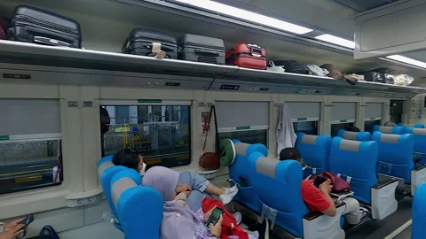 Executive train inside design view panning shot Stock Footage 206947175