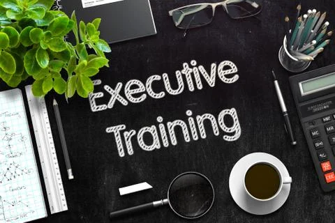 Executive Training on Black Chalkboard. 3D Rendering Stock Illustration