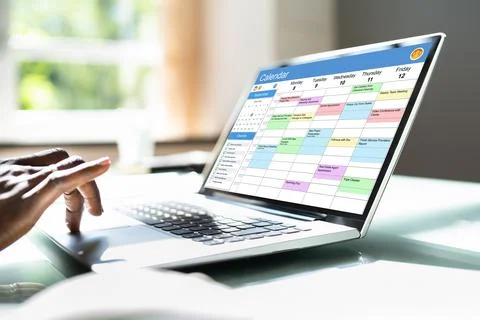 Executive Using Digital Calendar Agenda Stock Photos