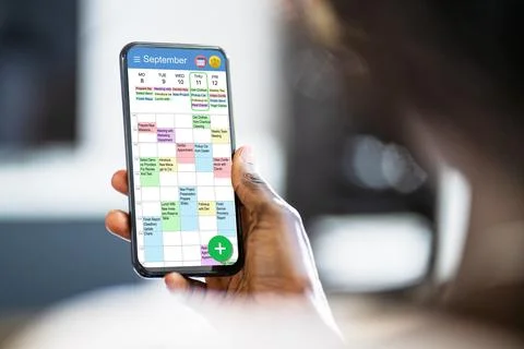 Executive Using Digital Calendar Agenda Stock Photos