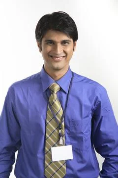 Executive wore Identity card with strap around neck MR#687M Stock Photos