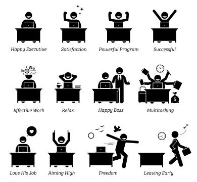 Executive working in an efficient office workplace. Stock Illustration