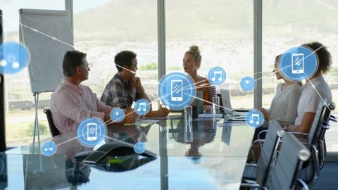 The executives are discussing the 4k technology and how it can be used in their Stock Footage 328149941