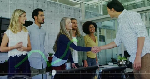 The executives are greeting their colleagues in the office Stock Footage 220595782