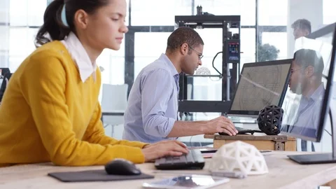 Executives discussing with each other in modern office Stock Footage 106755046