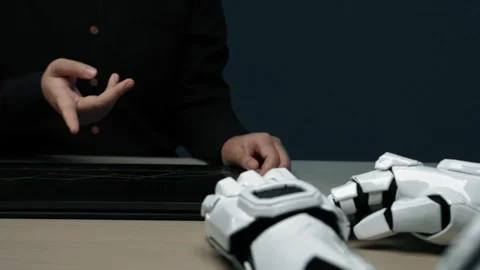 Executives embrace an AI powered helper, analyzing massive data to shape Stock Footage 310746050