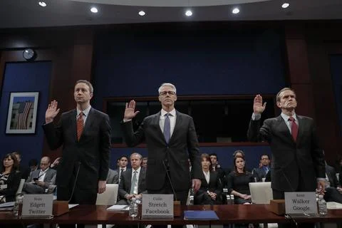 Executives from Facebook, Twitter and Google testify before House (Select) Intel Stock Photos