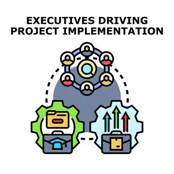 Executives guiding project implementation and strategy development Stock Illustration