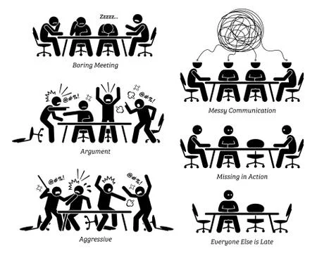 Executives having ineffective and inefficient meeting and discussion. Stock Illustration