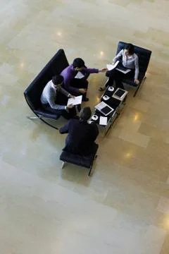 Executives having meeting, high angle view 스톡 사진