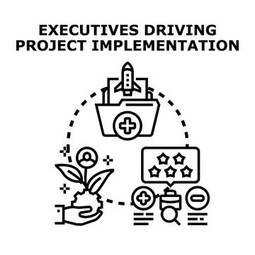 Executives managing and driving business project implementation Stock Illustration