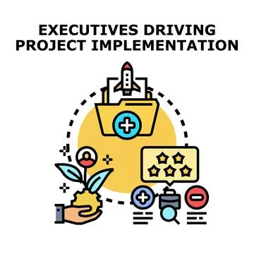 Executives managing and driving business project implementation Stock Illustration