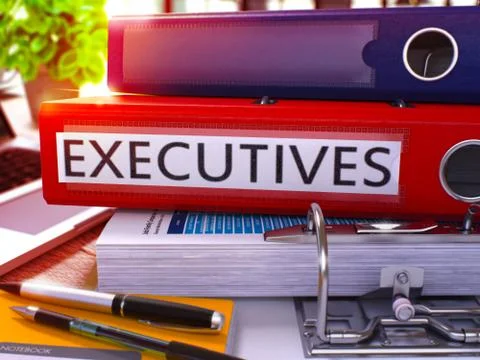 Executives on Red Ring Binder. Blurred, Toned Image Stock Illustration