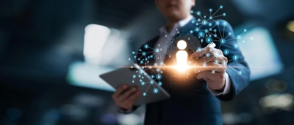 Executives touch human resource network structure - HR, effective managemen.. Stock Photos