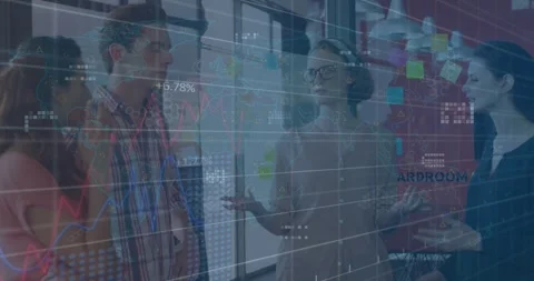 Executives use tech to simplify company's financial data. Stock Footage 329033178