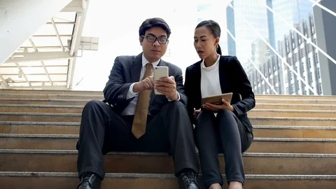 Executives Using Digital Tablet Video stock 87002541