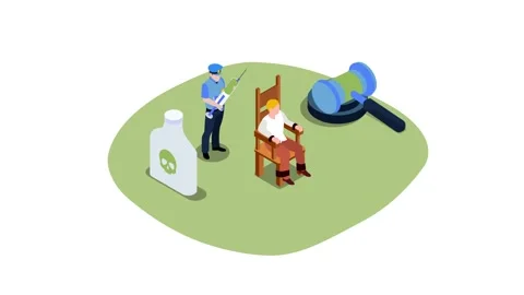 The executor giving lethal injection syringe to male prisoner Stock Footage 253956919