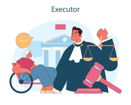 Executor. The illustration portrays the role of an executor in managing Stock Illustration