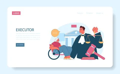 Executor web or landing. The illustration portrays the role of an executor Stock Illustration