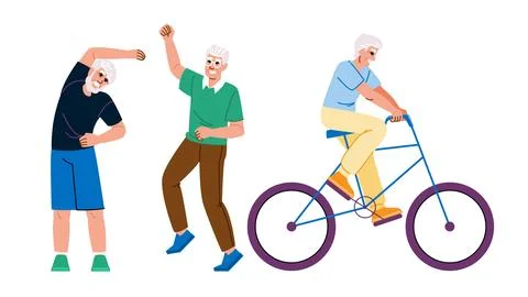 Exercise active senior man vector Stock Illustration