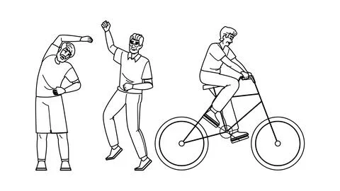 Exercise active senior man vector Stock Illustration