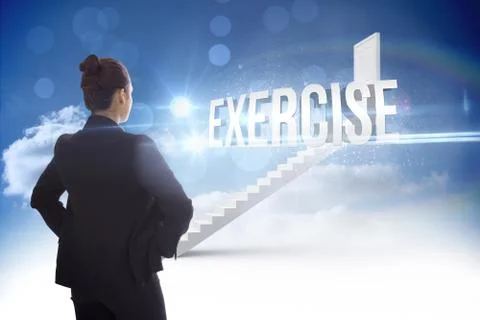 Exercise against steps leading to closed door in the sky Stockillustratie