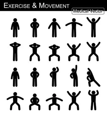 Exercise and Movement ( move step by step )( simple flat stick man vector ) ( Stock Illustration