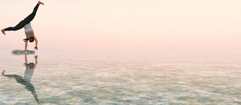 Exercise and sunset Stock Illustration