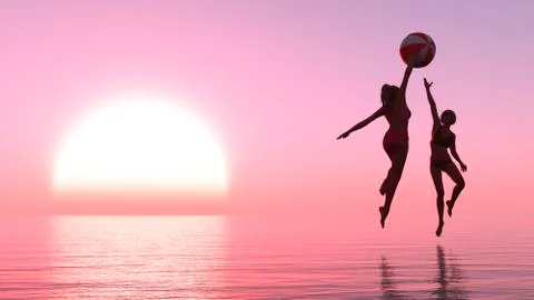 Exercise and sunset Stock Illustration