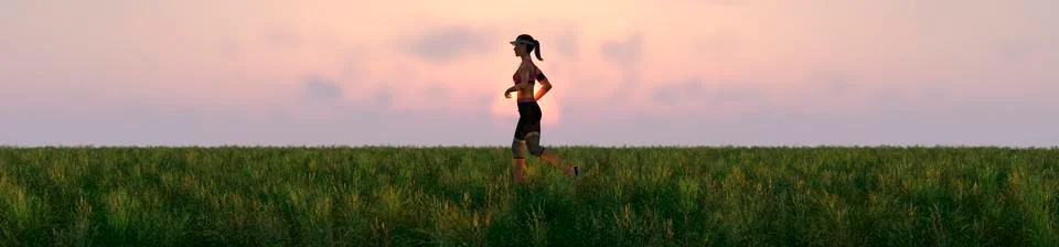 Exercise and sunset Stock Illustration