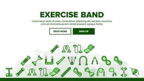 Exercise Band Tools Landing Header Vector Stock Illustration