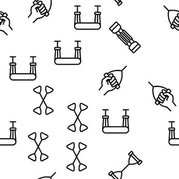 Exercise Band Tools Vector Seamless Pattern Stock Illustration