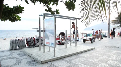 Exercise at the beach Stock Footage 37639343