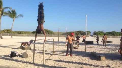Exercise at the beach Stock-Footage 98243667