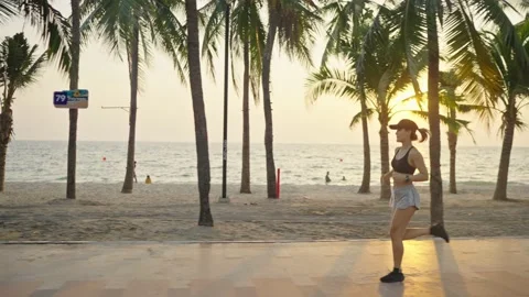 Exercise On Beach Stock Footage 147902566