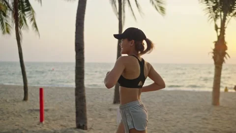 Exercise On Beach Stock Footage 147902574