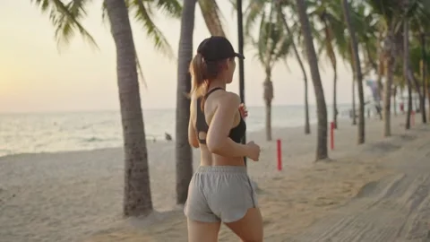 Exercise On Beach Stock Footage 147902695