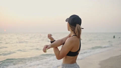 Exercise On Beach Stock Footage 147903031